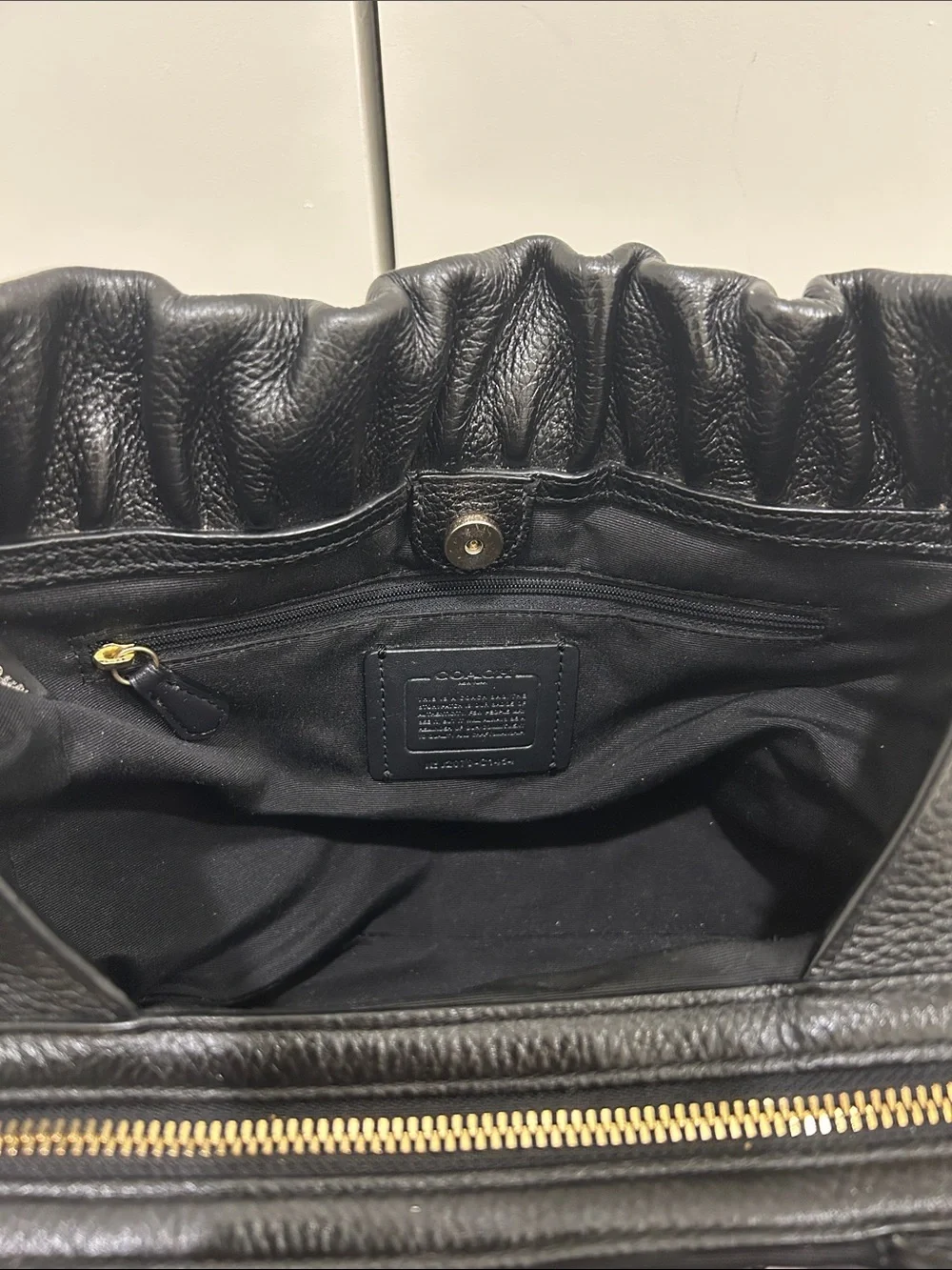 Coach Maya Shoulder Bag in Black Pebbled Leather
